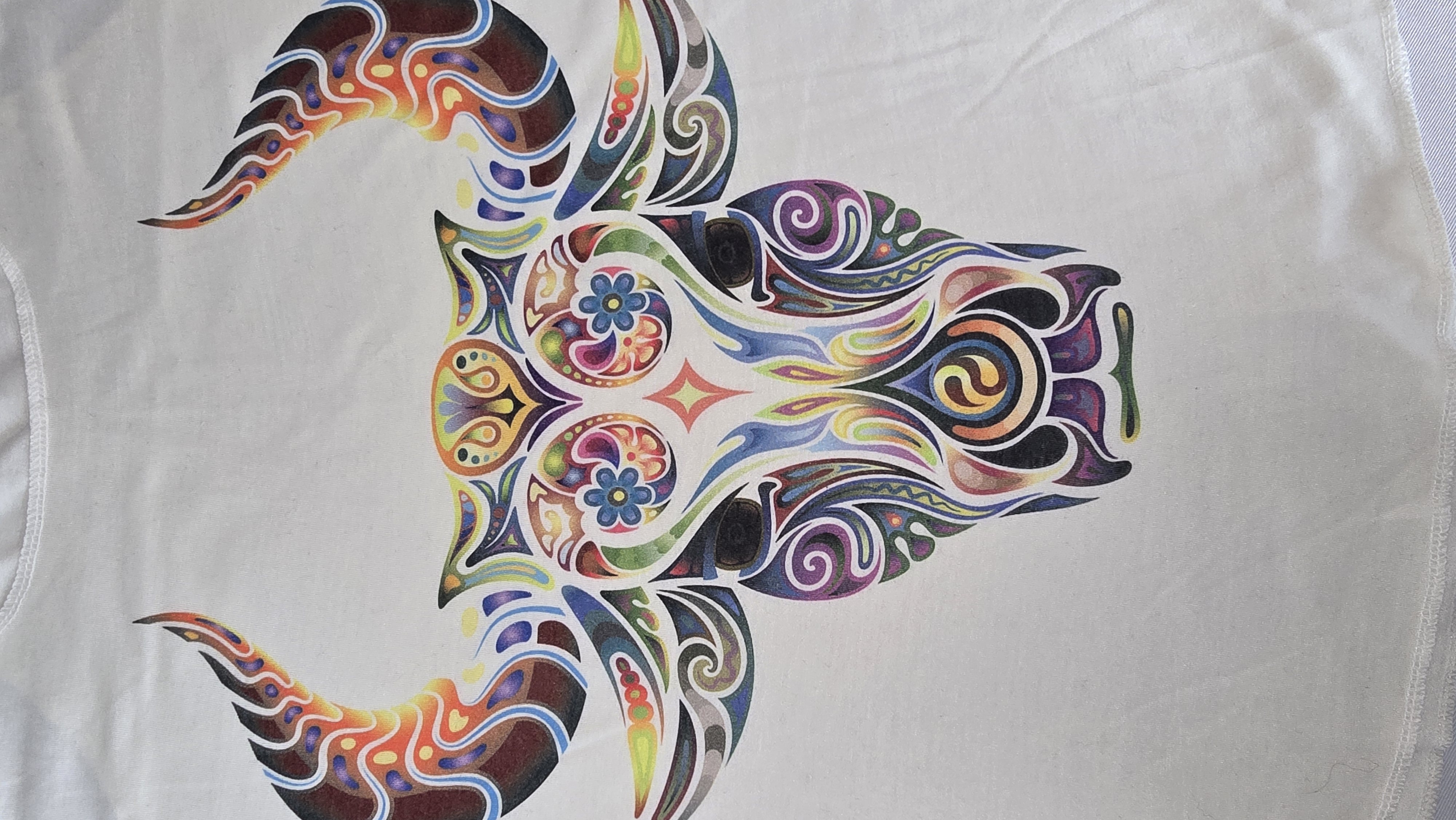 Colorful Bull Skull Art Tank