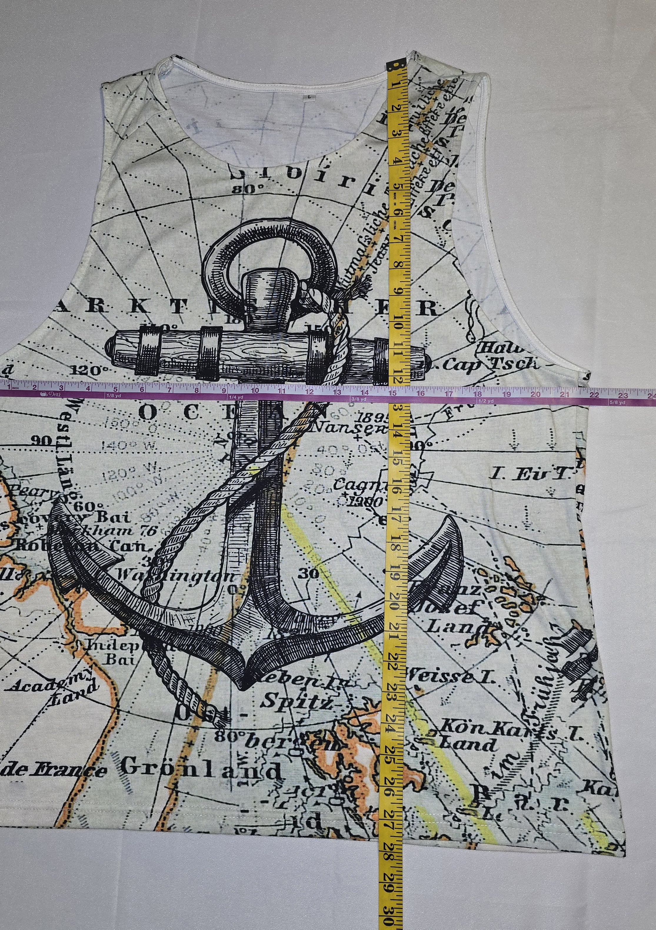 Men's Nautical Map Anchor Tank Top