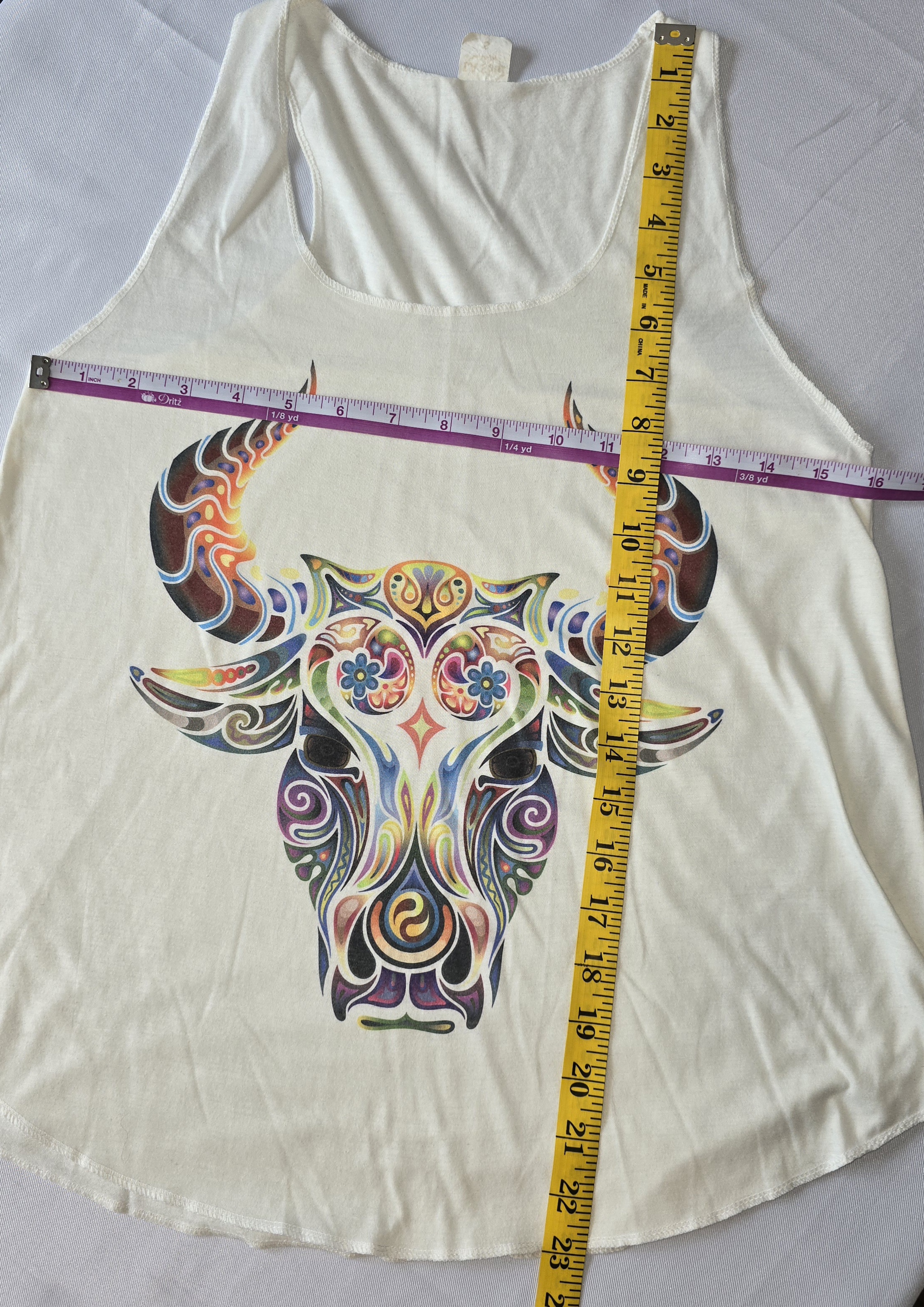Colorful Bull Skull Art Tank