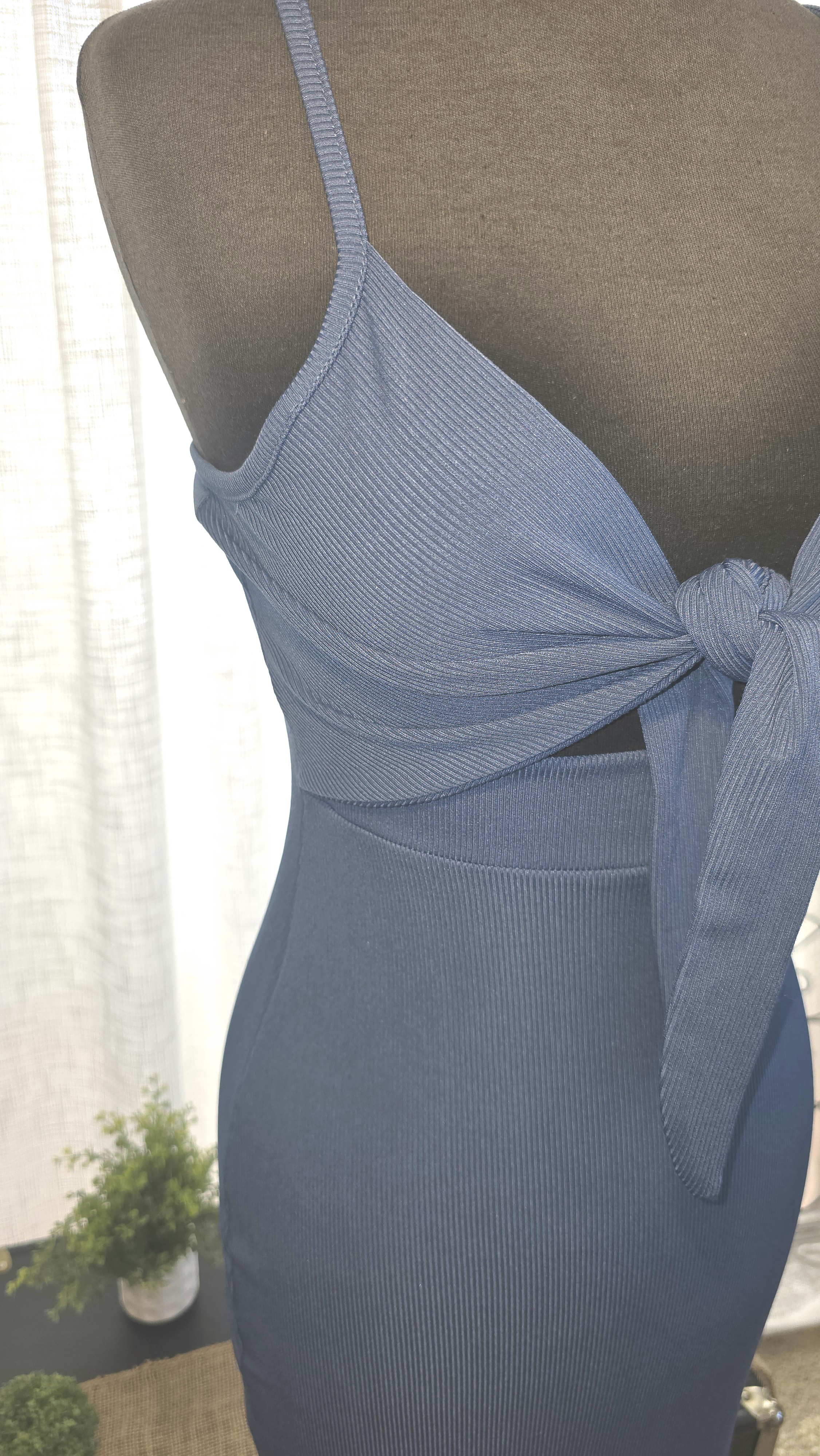 Blue Tie-Front Dress- LYANER