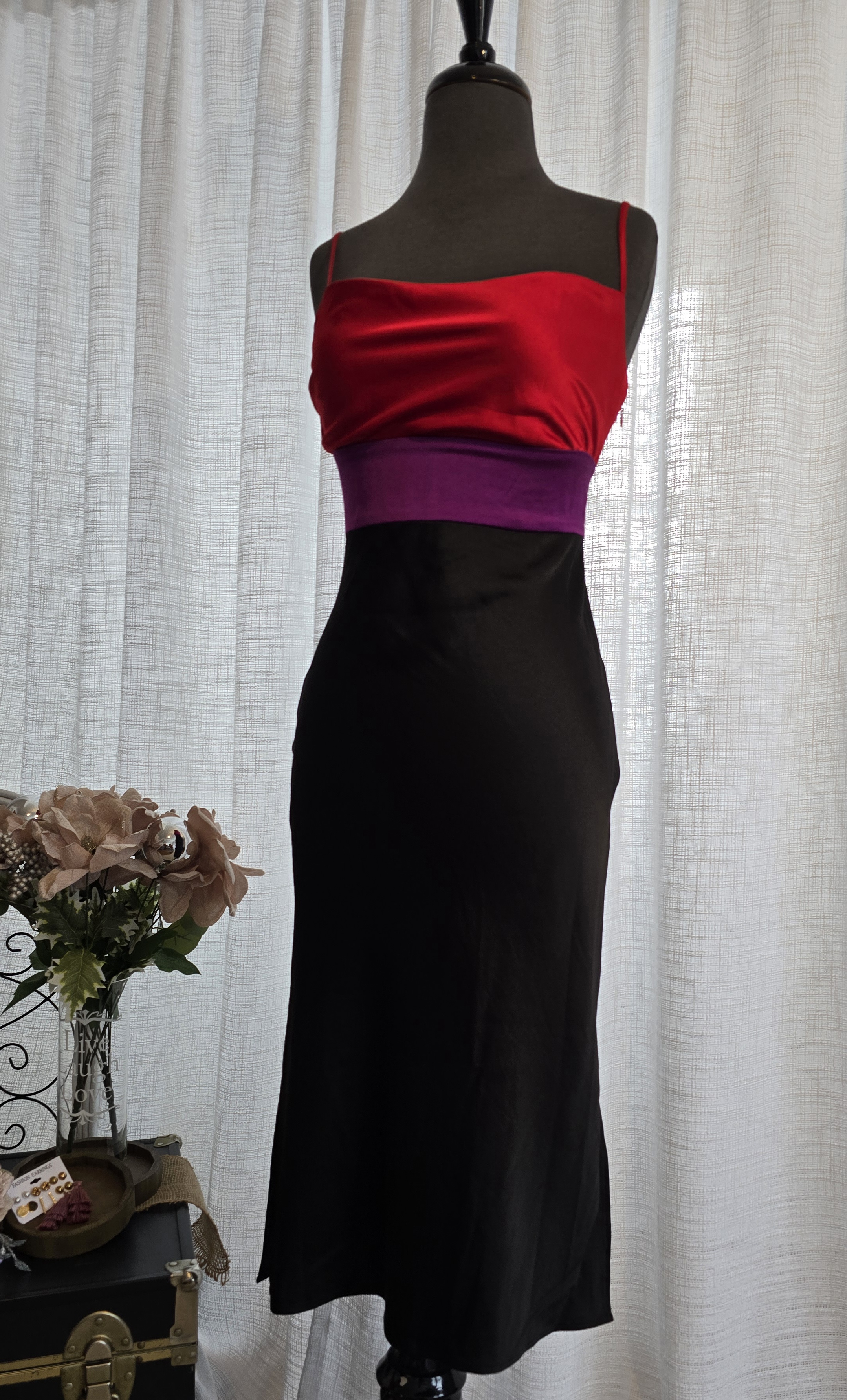 Elegant Colorblock Satin Slip Dress- Express