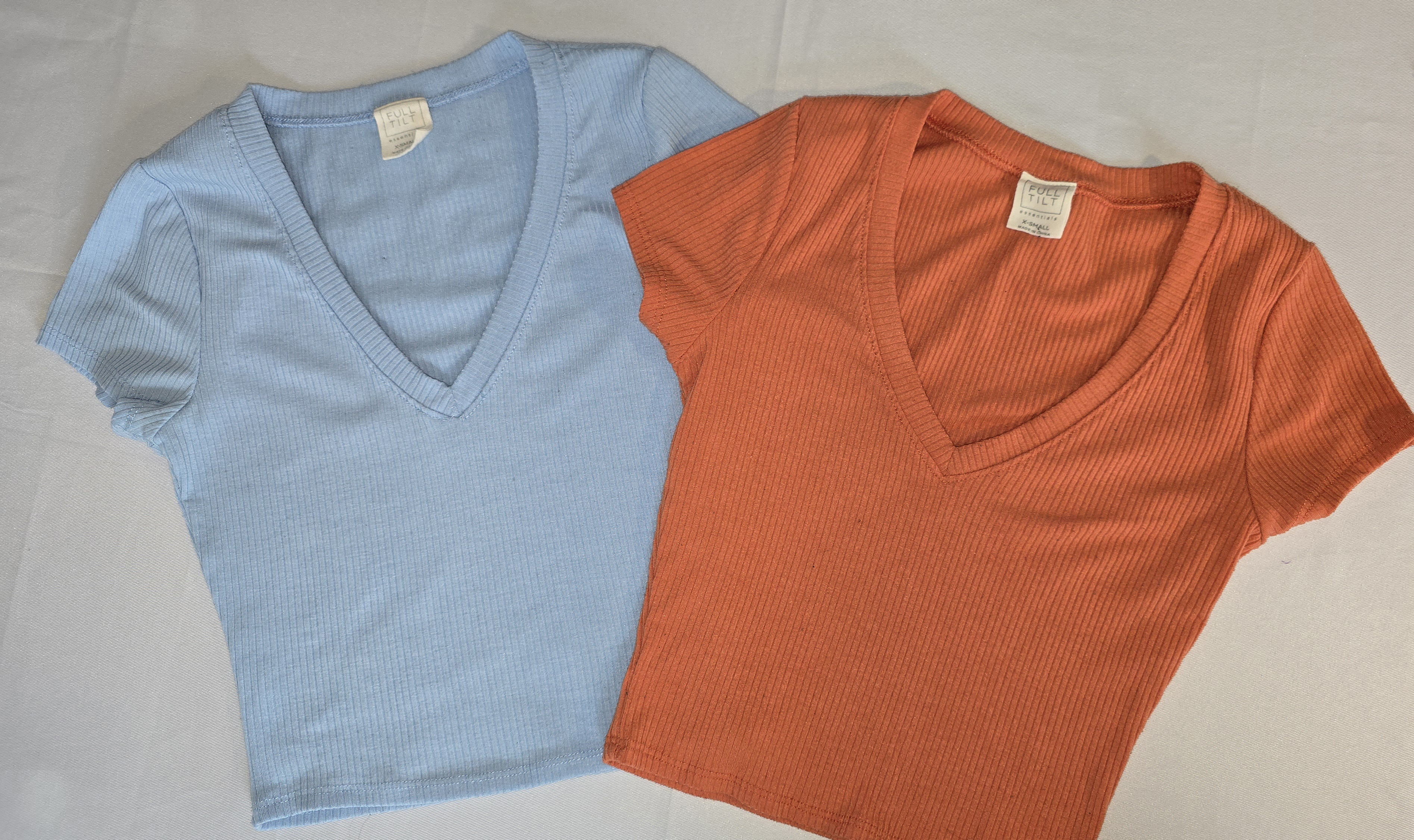 Ribbed V-Neck Top set- Full Tilt