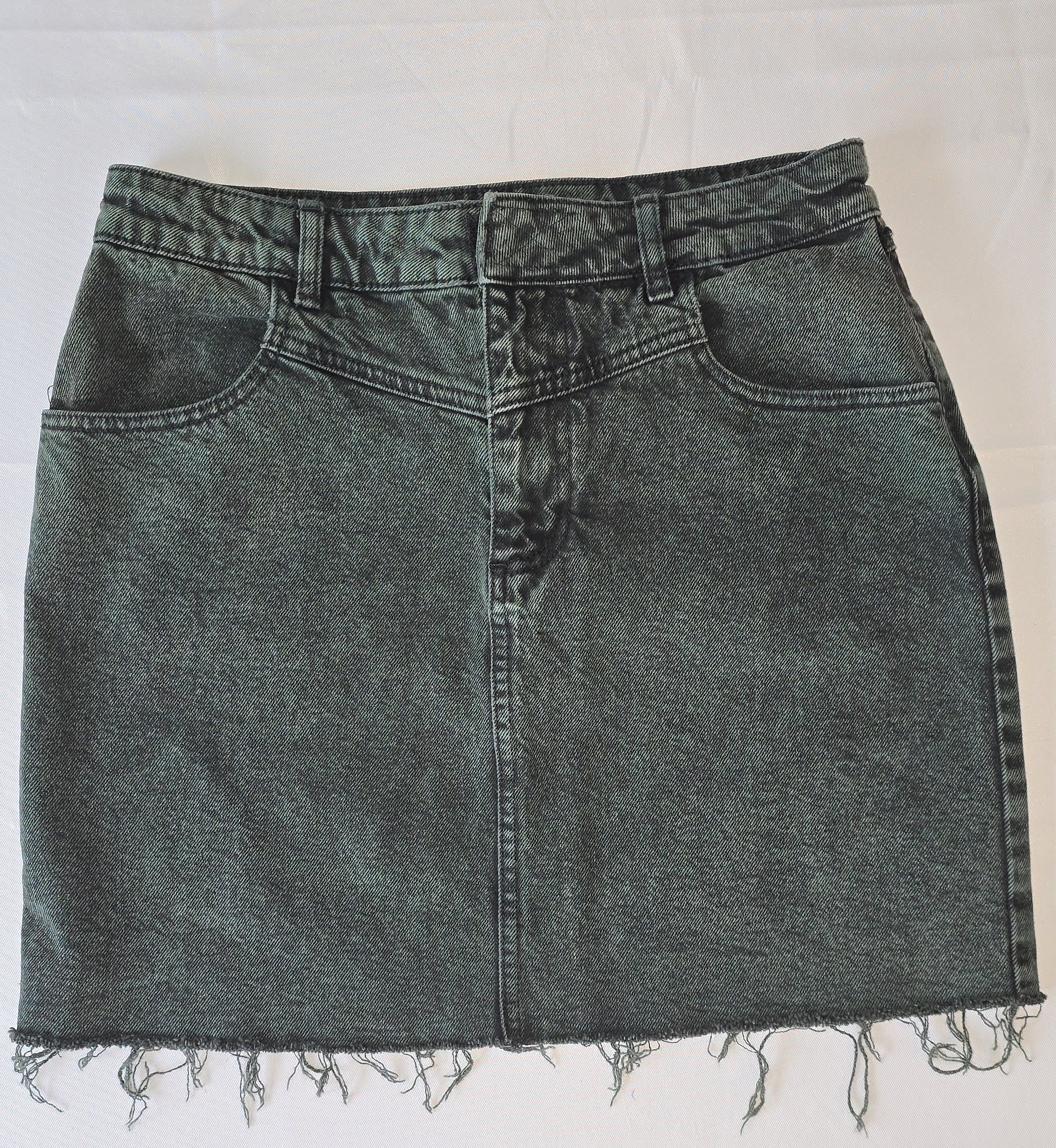  Distressed Denim Mini Skirt- COLLUSION