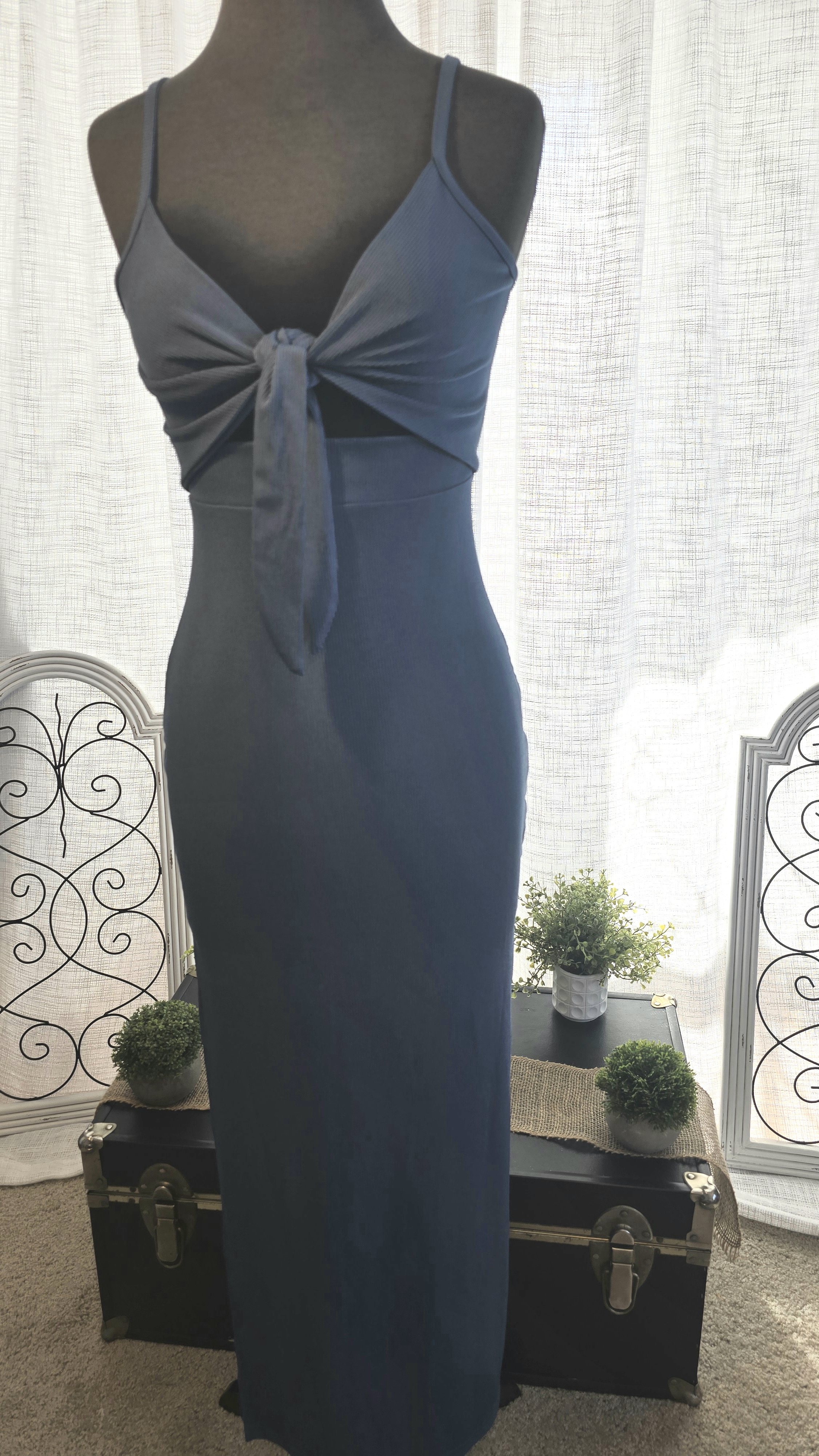 Blue Tie-Front Dress- LYANER