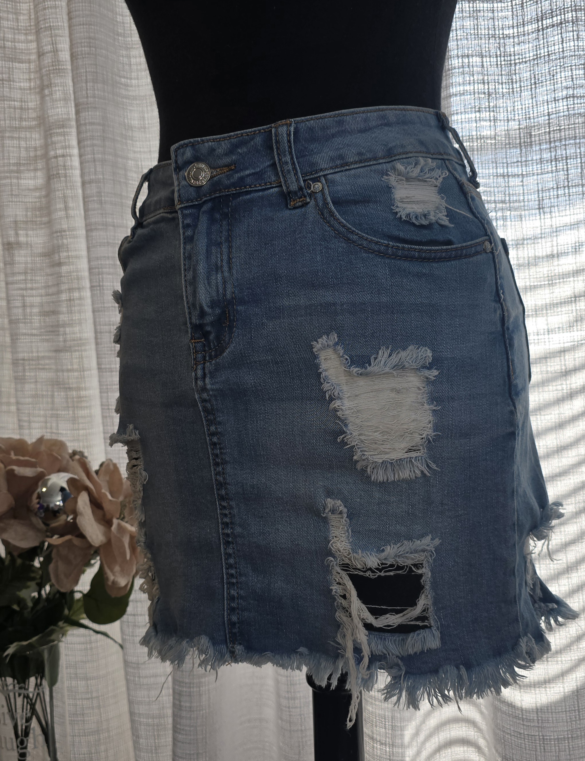 Distressed Denim Skirt- Forever 21