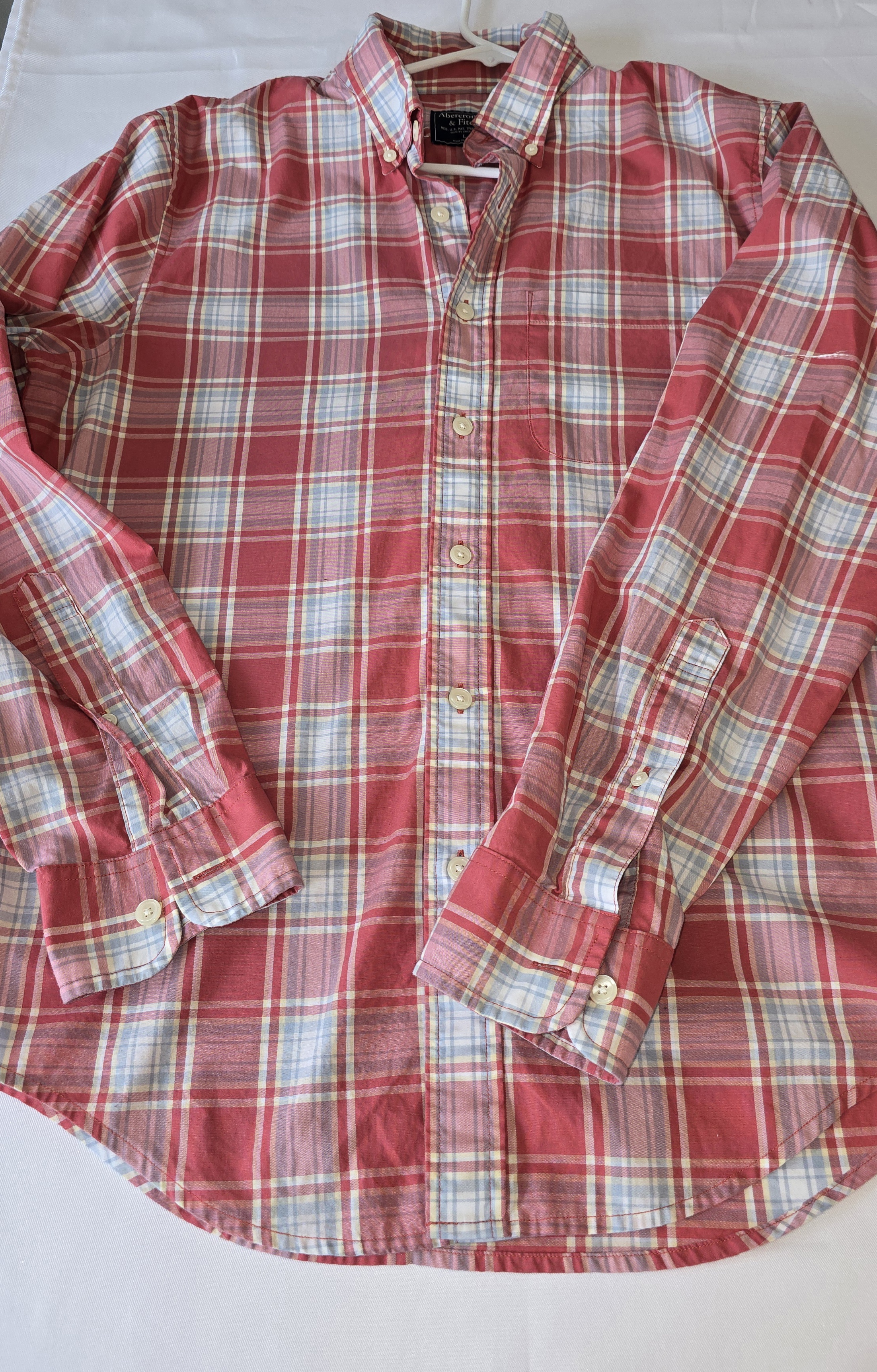 Red Plaid Button-Down Shirt- Abercrombie & Fitch