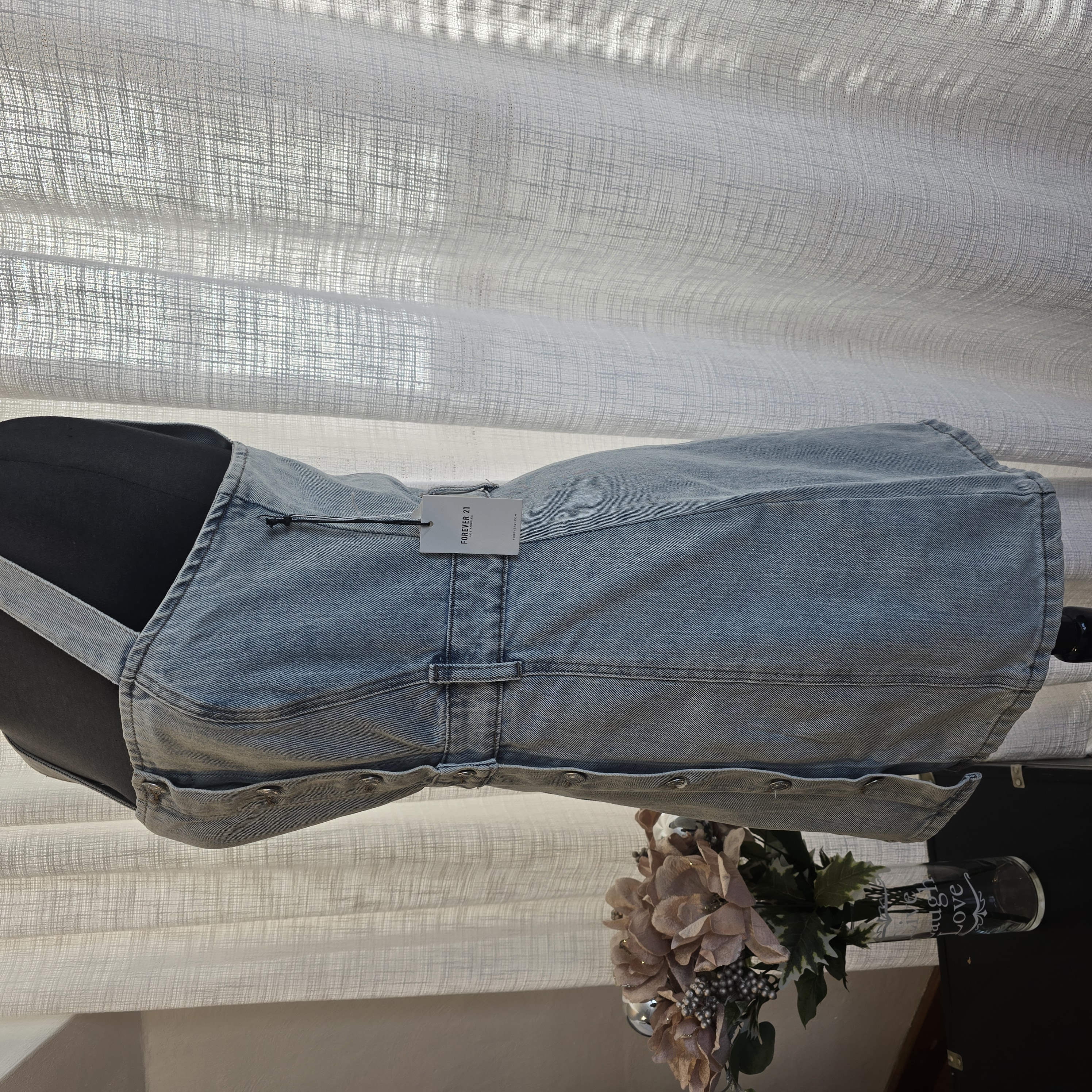 Denim Button-Front Dress- Forever21