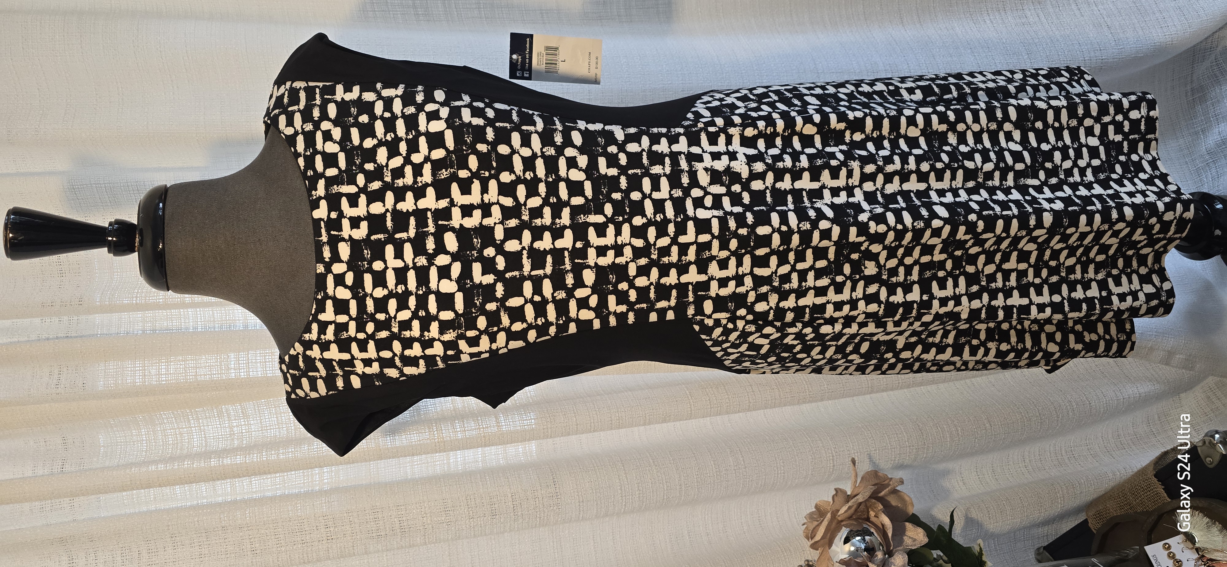 Geometric Pattern A-Line Dress- CHAPS