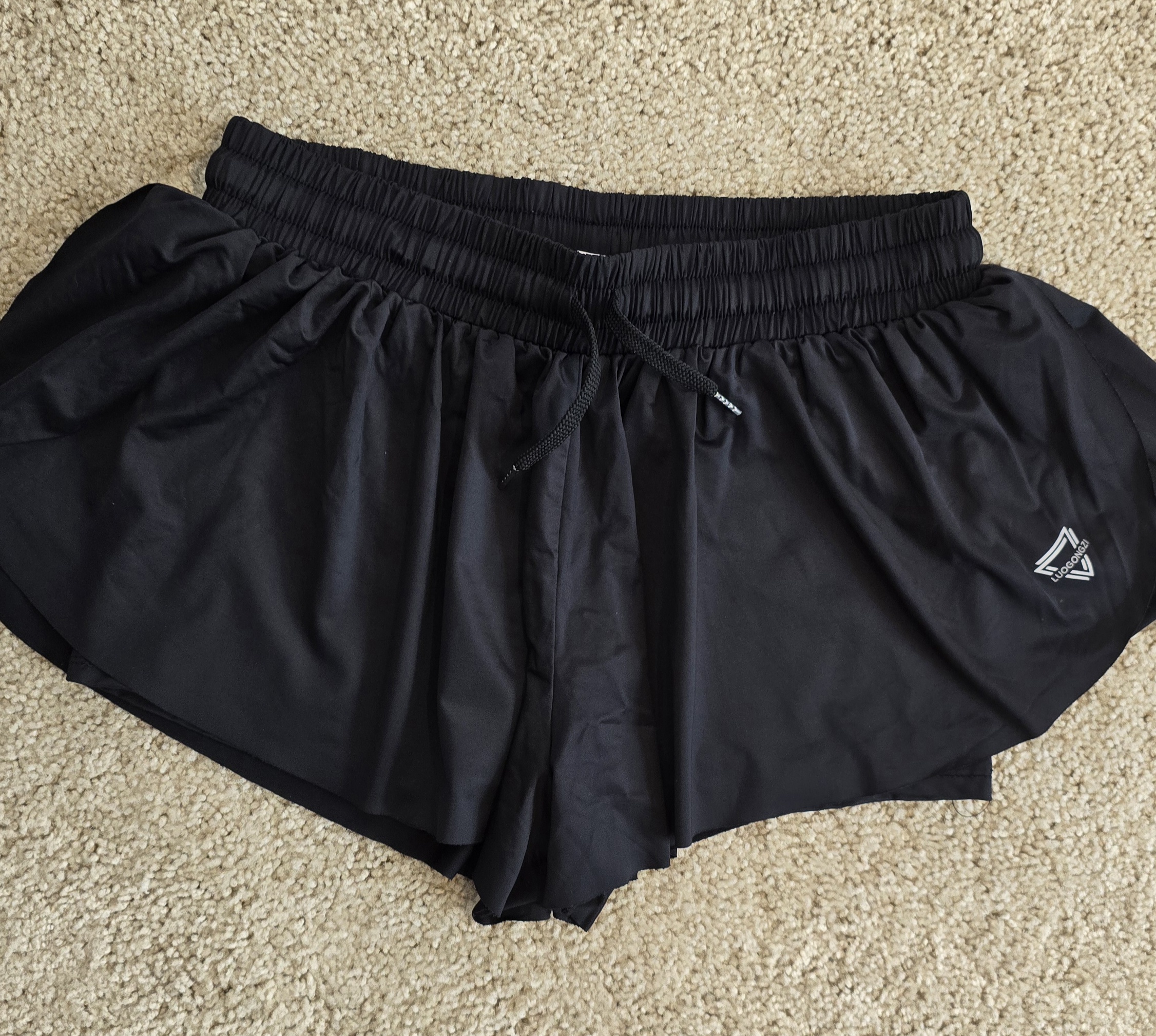 Women's Black Athletic Shorts- luogongzi