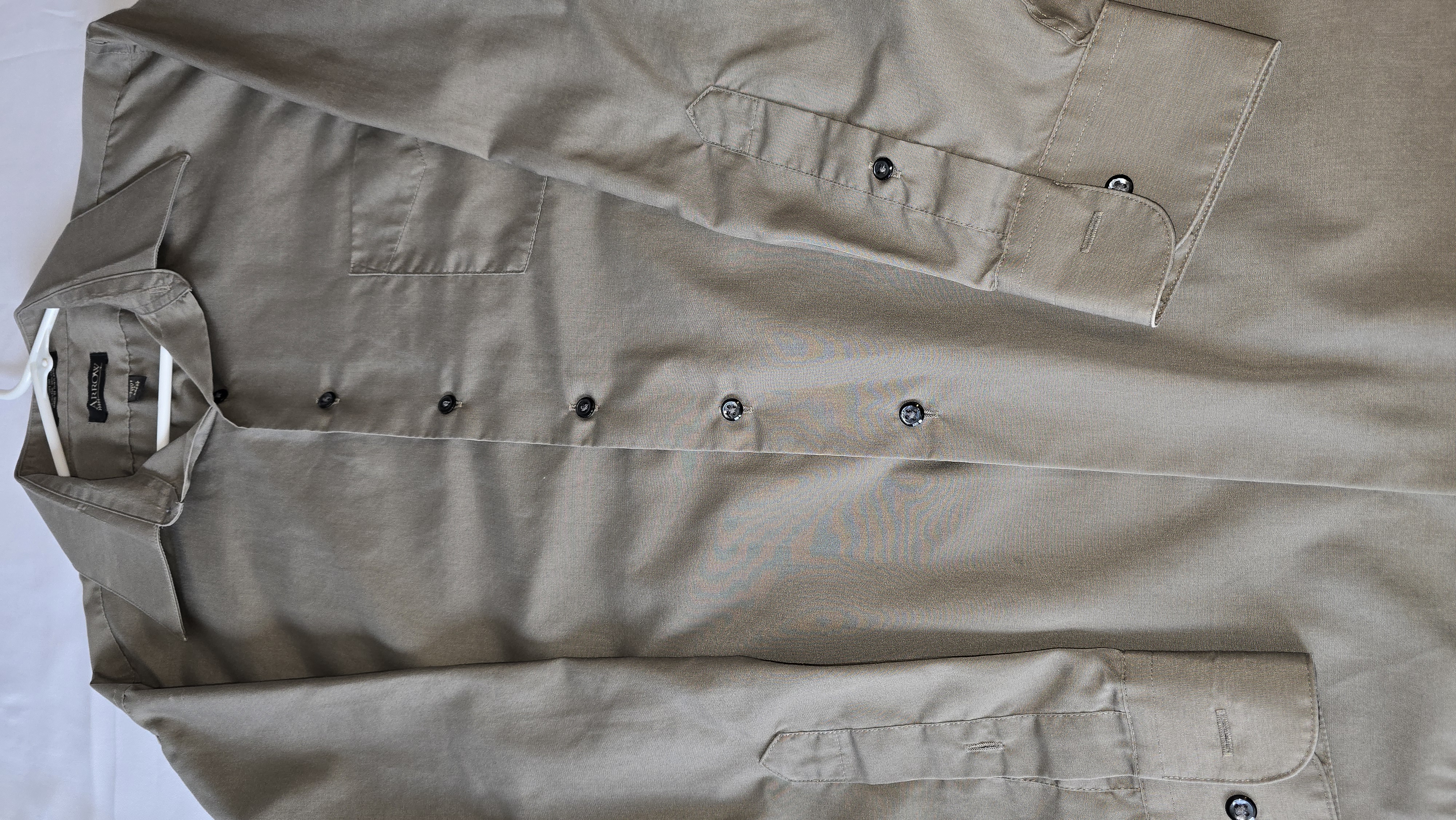 Classic Khaki Button-Up Shirt- Arrow