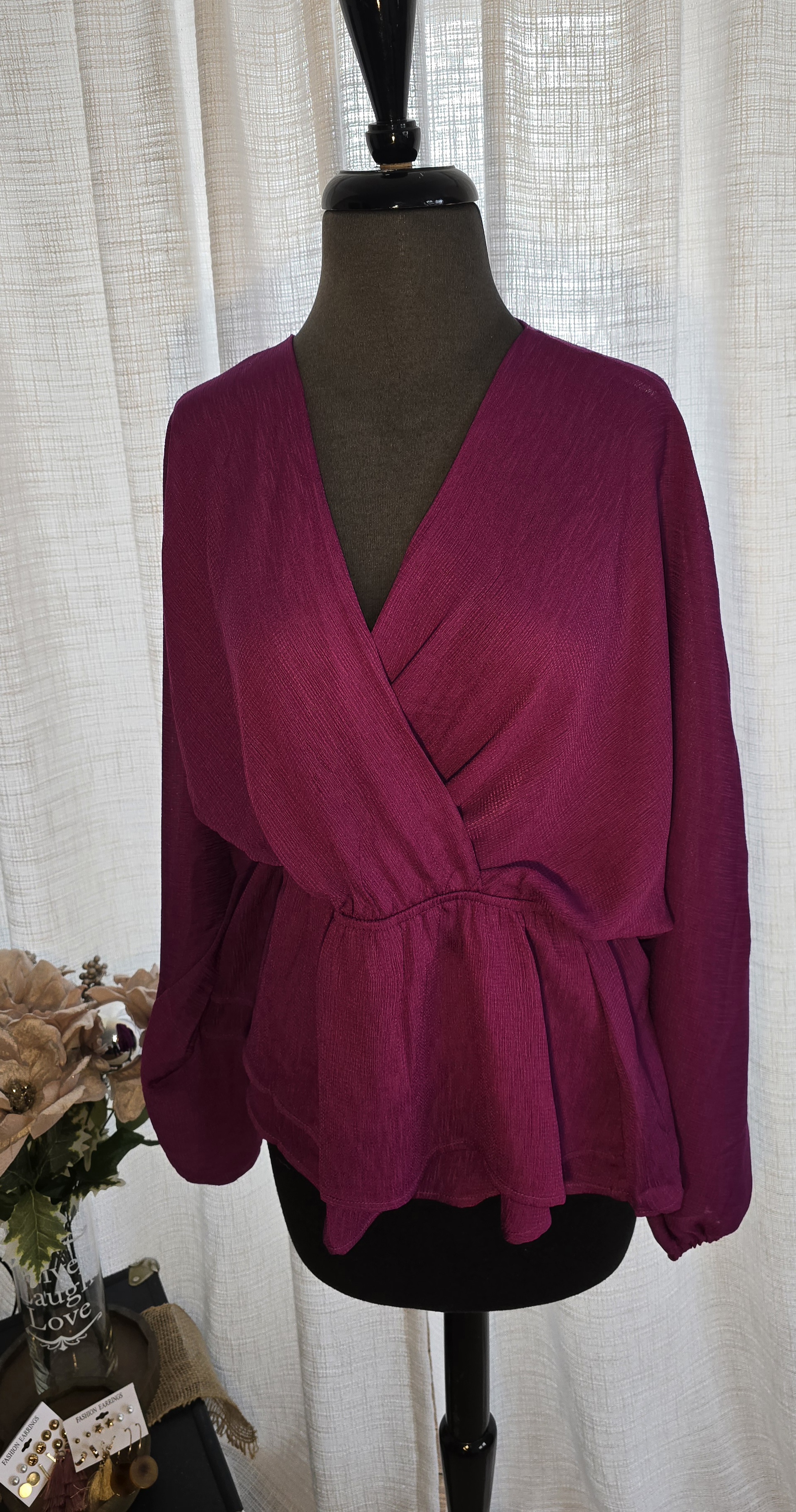 Plum Wrap Blouse