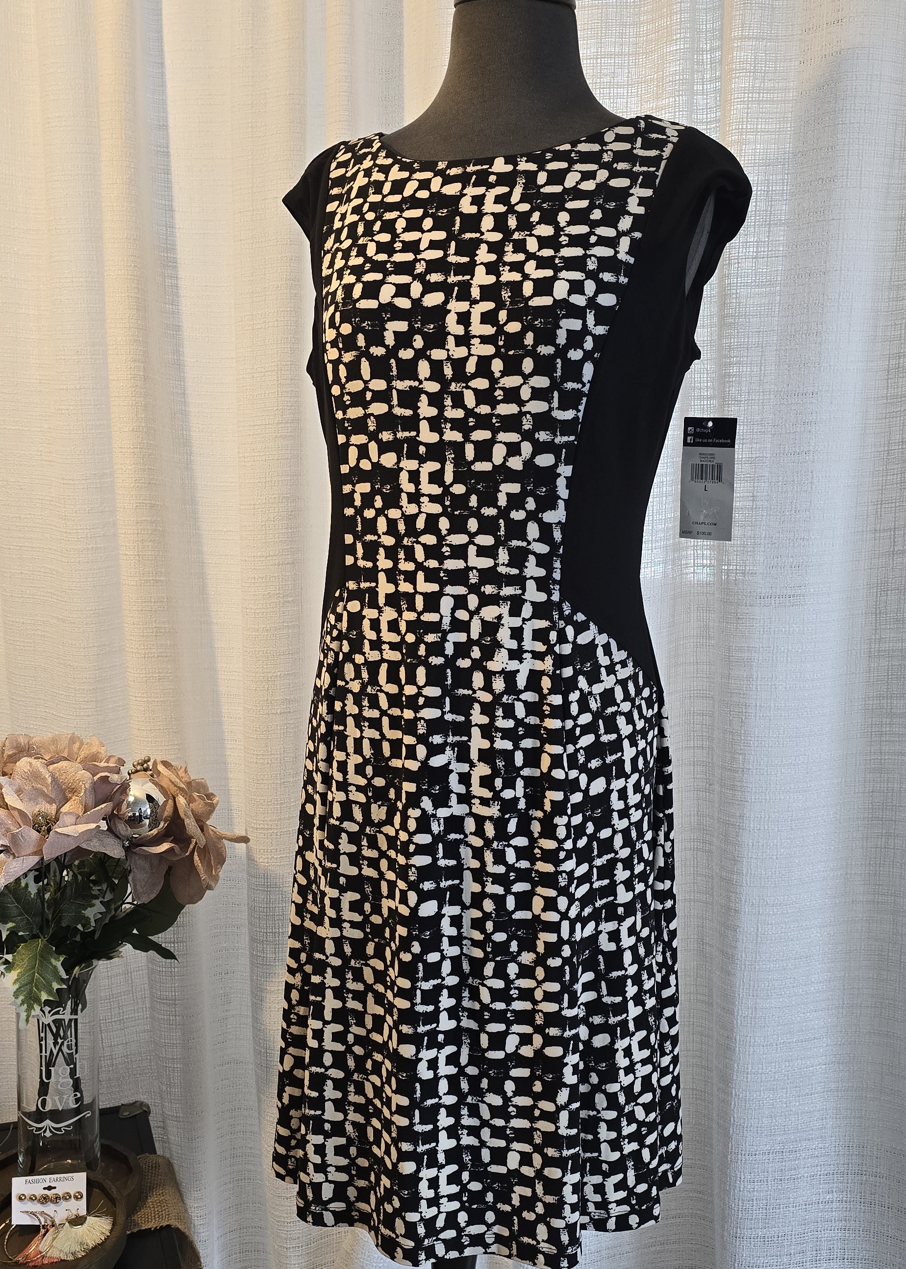 Geometric Pattern A-Line Dress- CHAPS