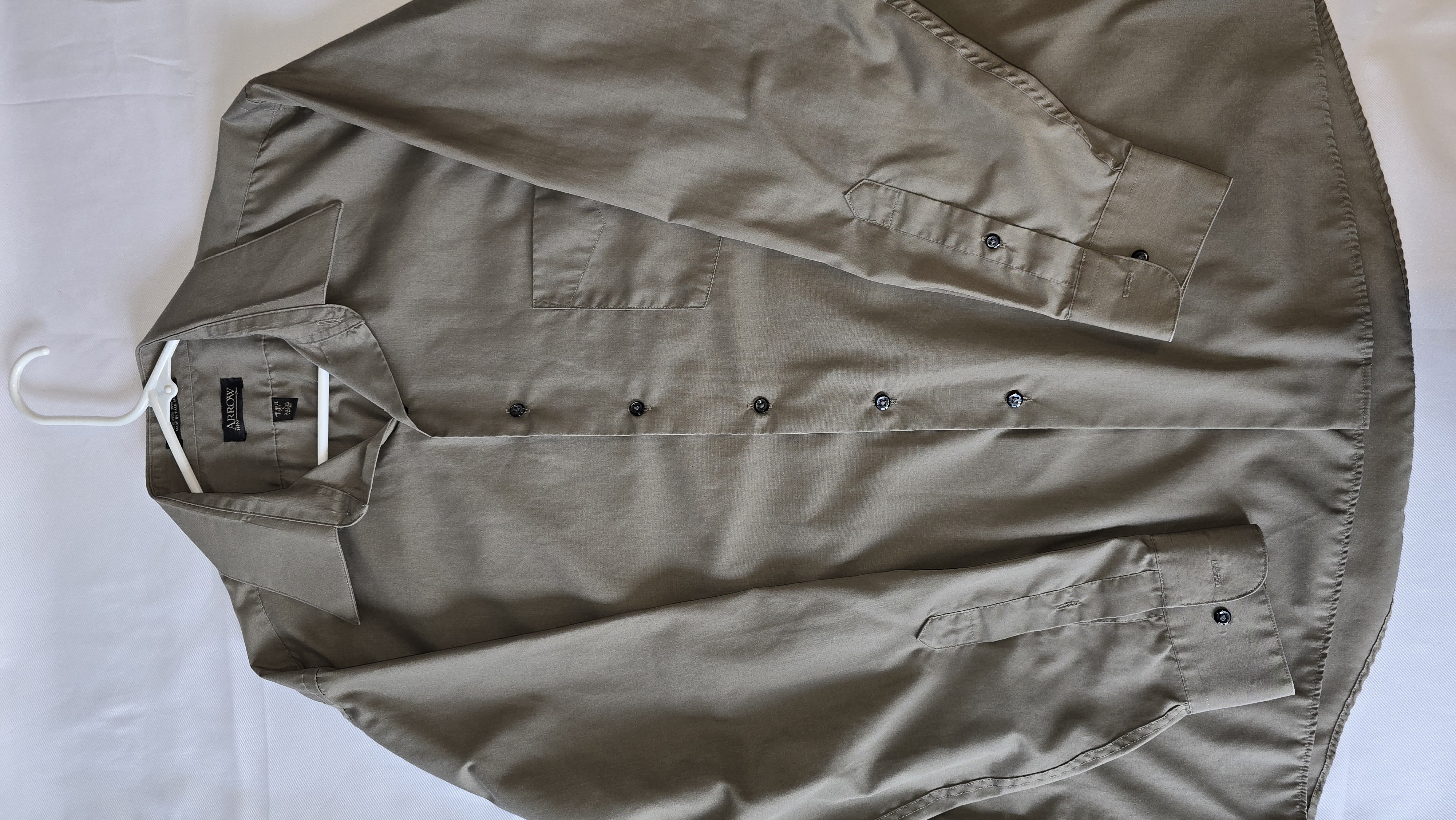 Classic Khaki Button-Up Shirt- Arrow