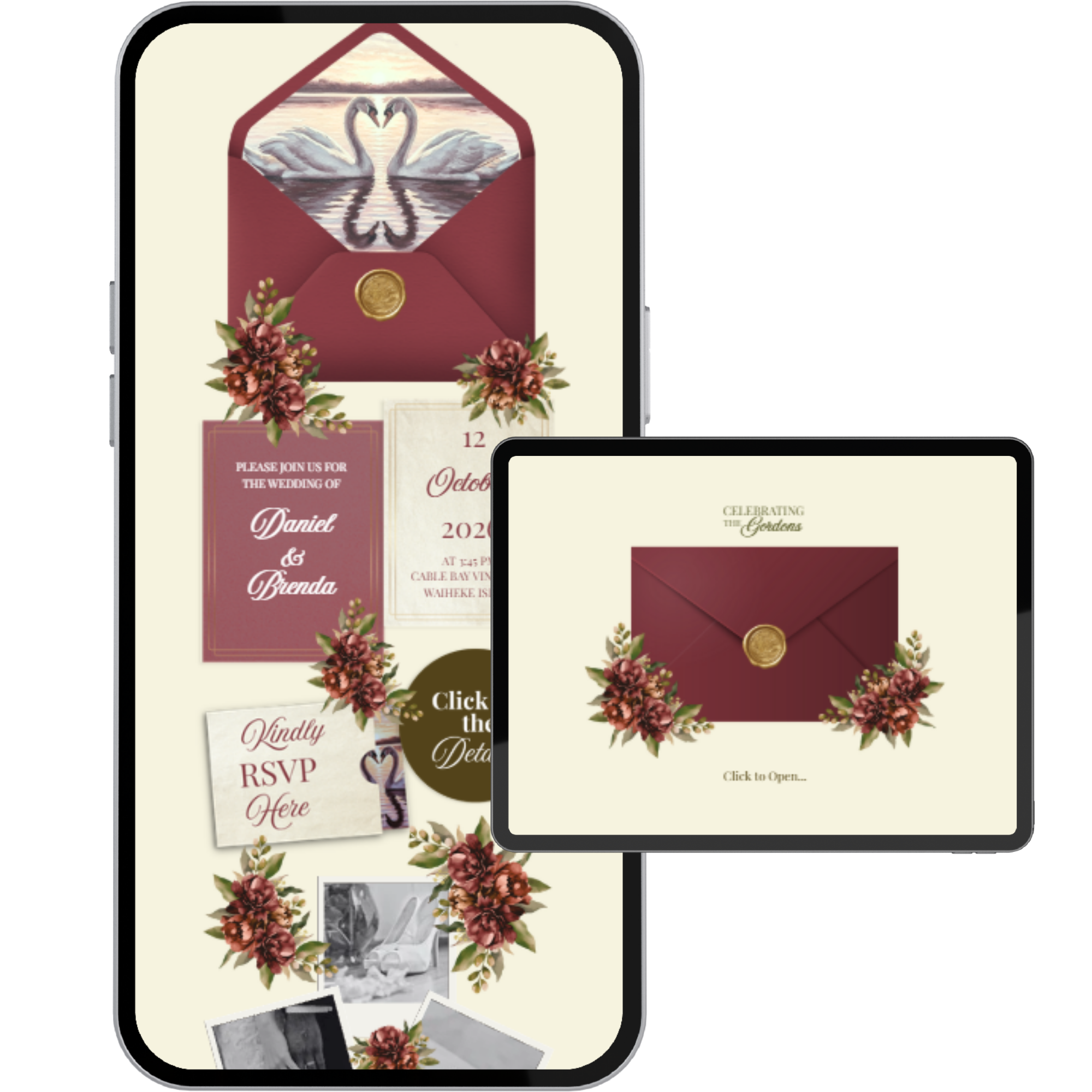 The Vintage Burgundy Suite | Romantic Wedding Website Template