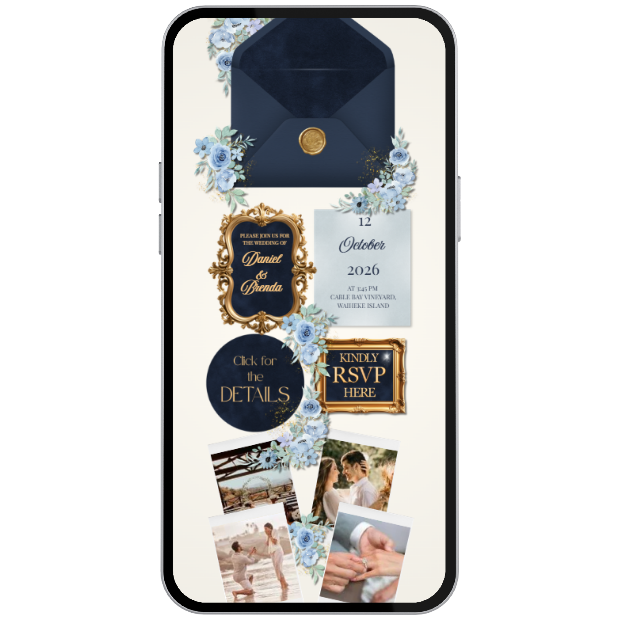 The Navy Heritage Suite | Luxury Mobile Wedding Website Template