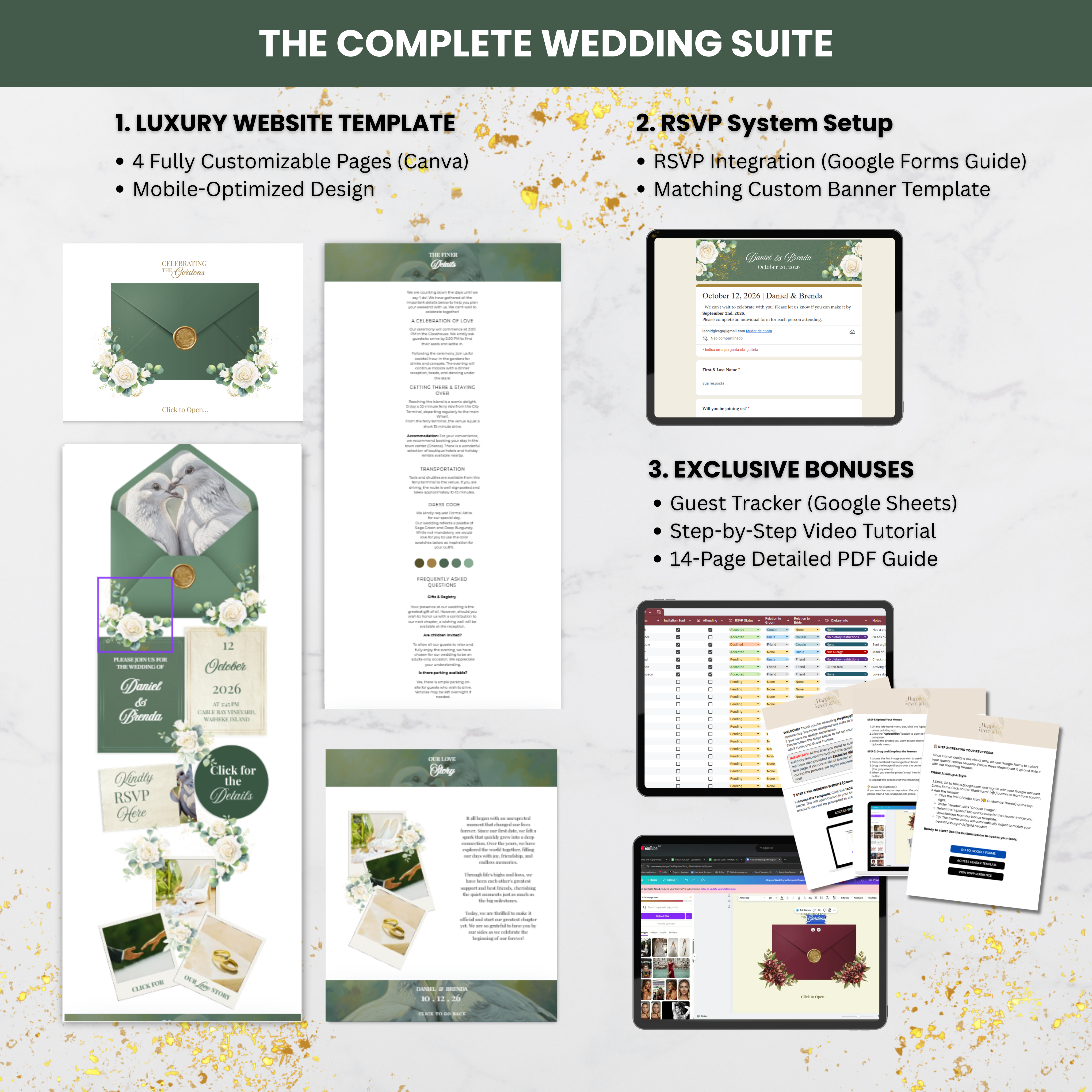 The Emerald Estate Suite | Botanical Luxury Wedding Template