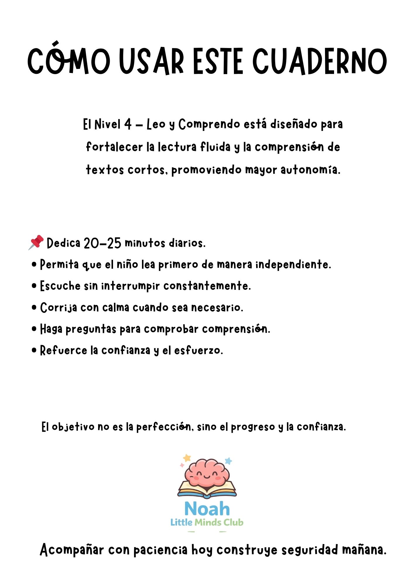 Cuaderno de Lectura Nivel 4 – Leo y Comprendo (5 a 7 años)