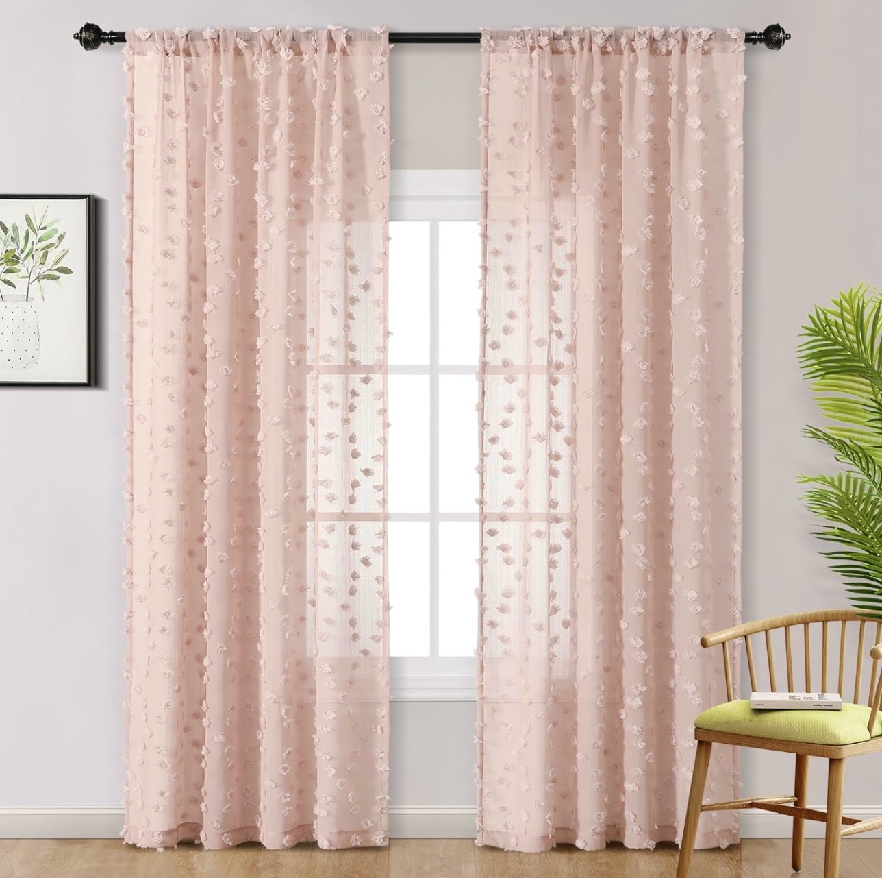 Sheer Blush Pom-Pom Curtains