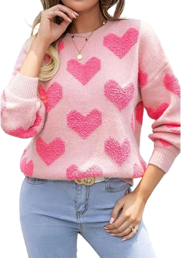 Pink Heart Knit Sweater