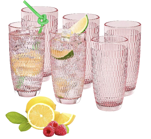 Romantic Pink Textured Beverage Glasses