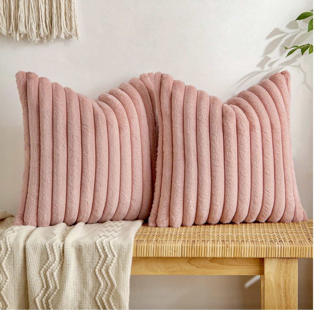Pink Velvet Plush Pillow Set