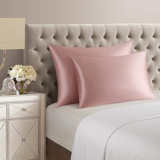 Blush Pink Satin Pillowcases (Set of 2)