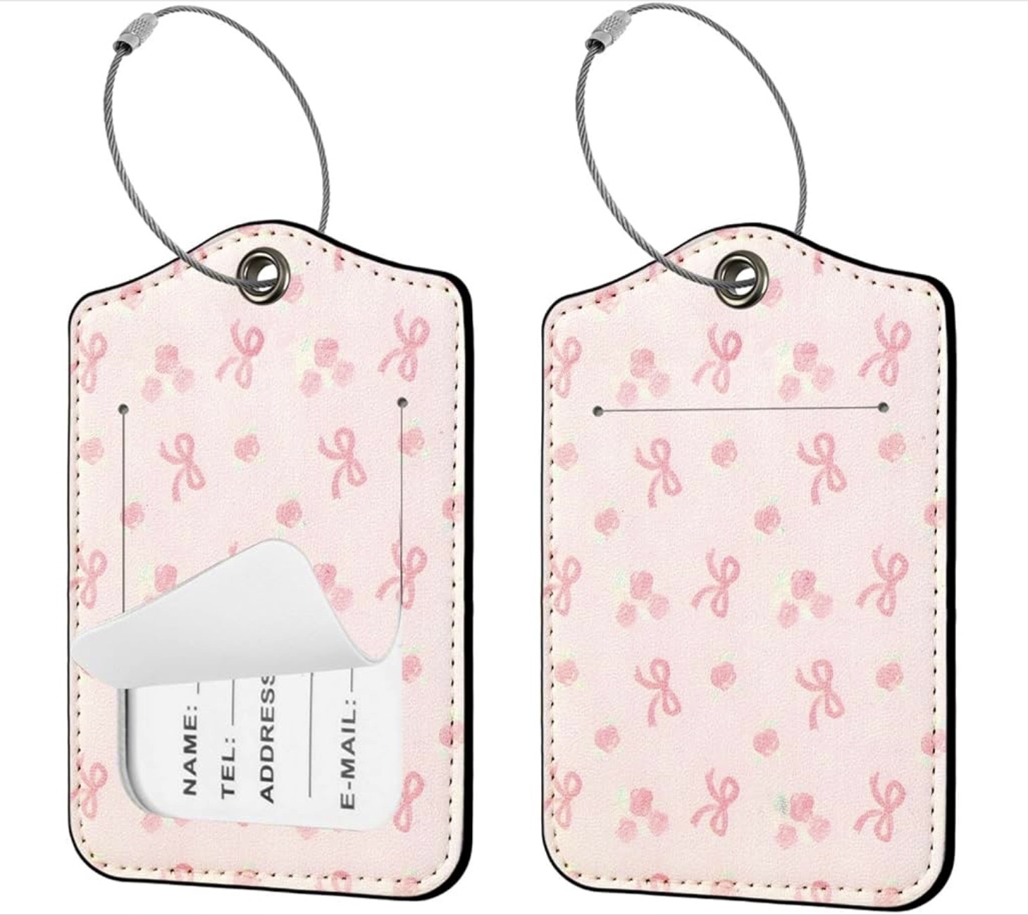 Pink Bow Pattern Luggage Tag