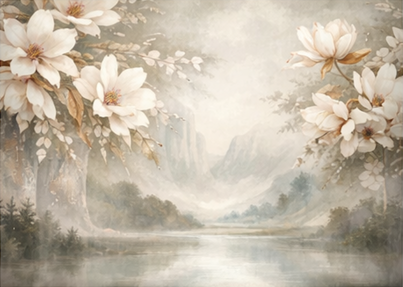 Serene Floral Landscape Digital Art