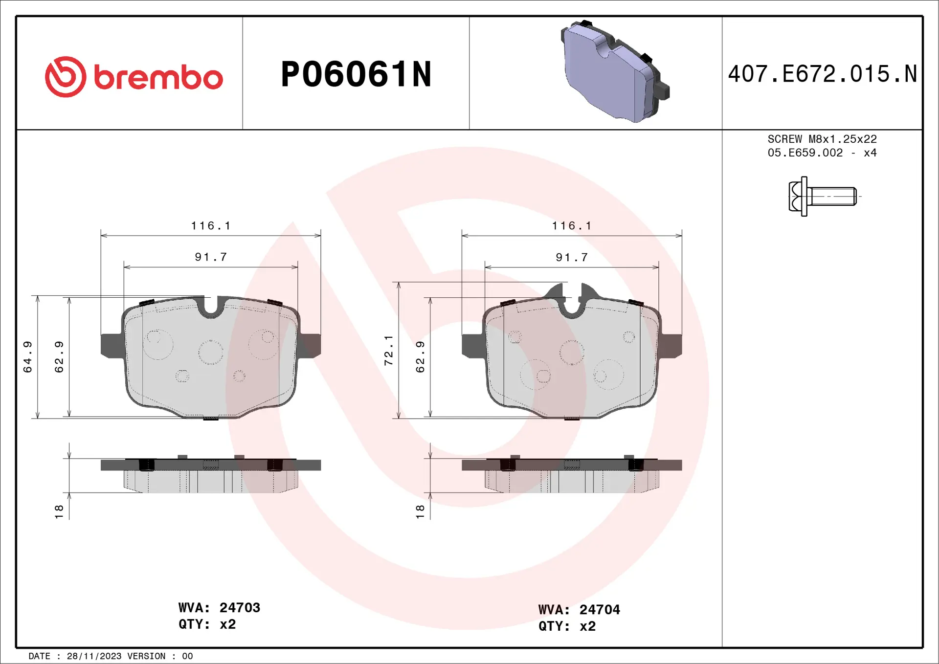 Pastilha Freio Traseira Cerâmica Brembo Bmw Serie5/6 - P06061N