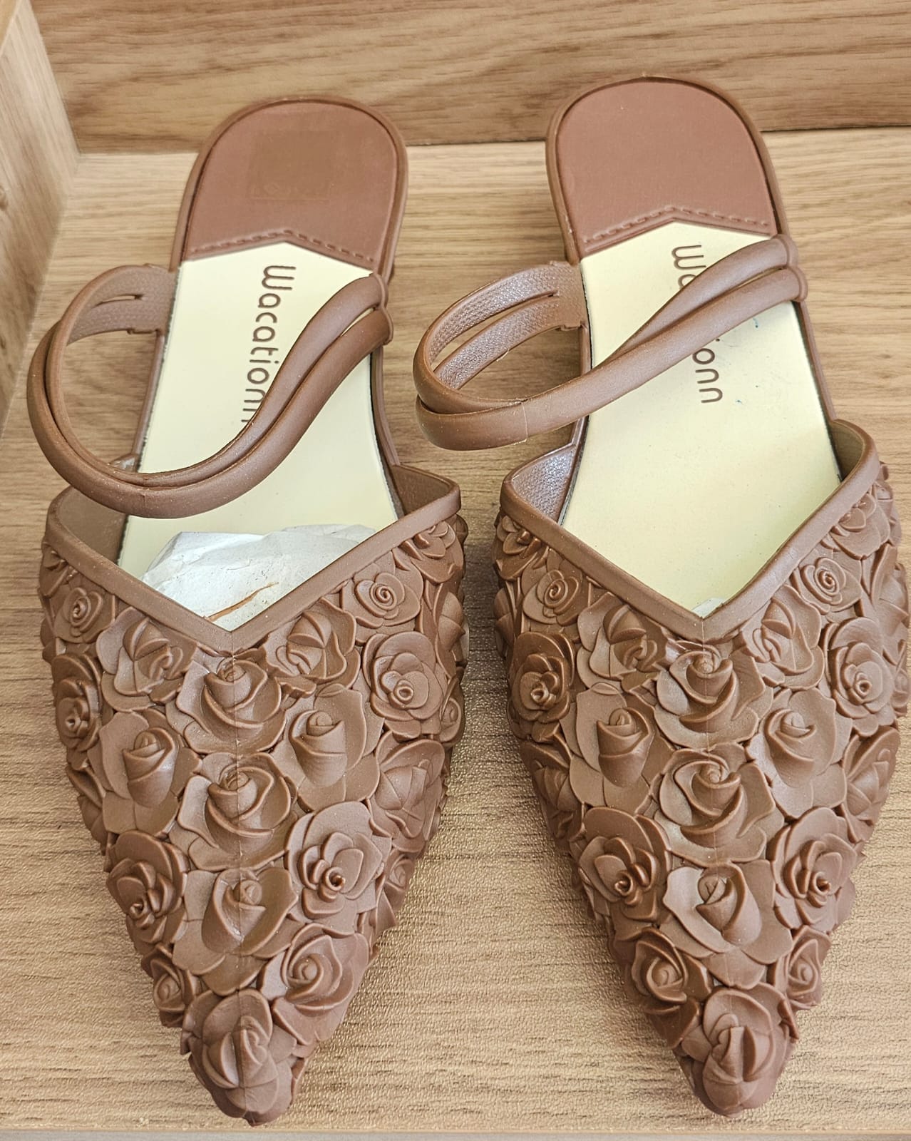 Wacation Women’s Floral Jelly Mules – Chocolate Brown Size 40  (UK 5 / EU 38)