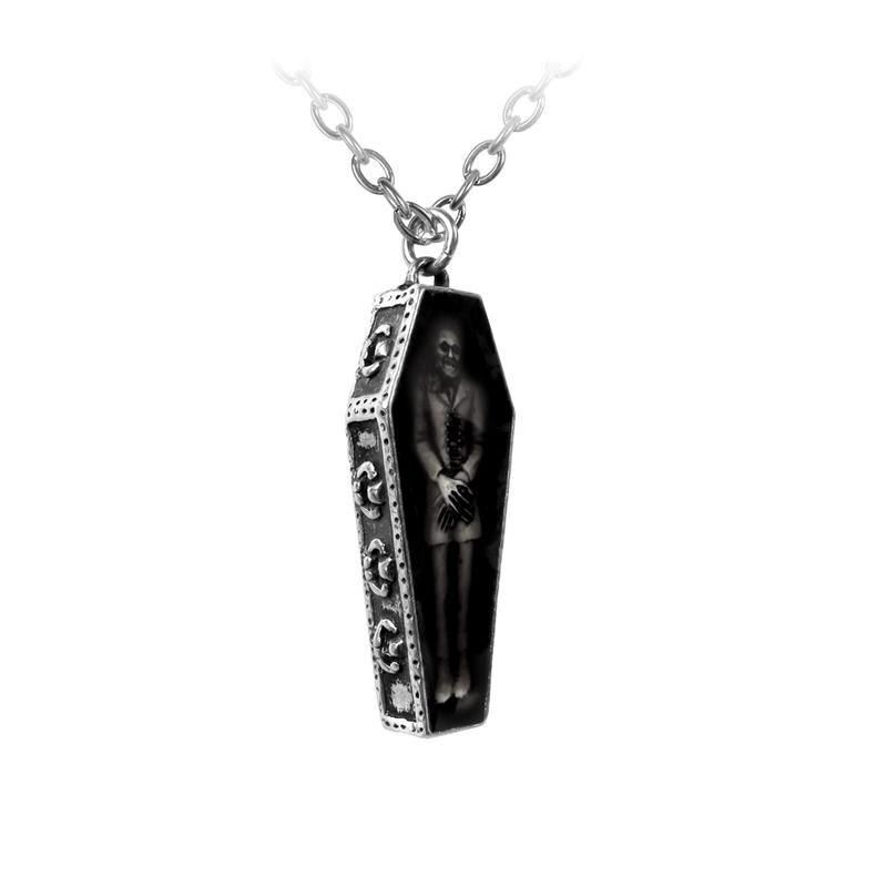 Nosferatu Vampire Pewter Casket Pewter Necklace by Alchemy Gothic