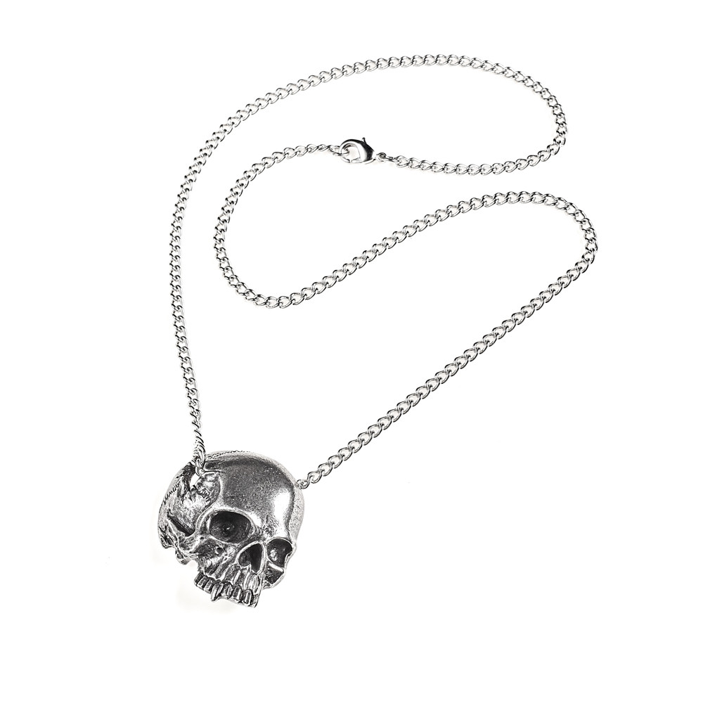 Pewter Jawless Skull Necklace / Vampire Skull Pendant