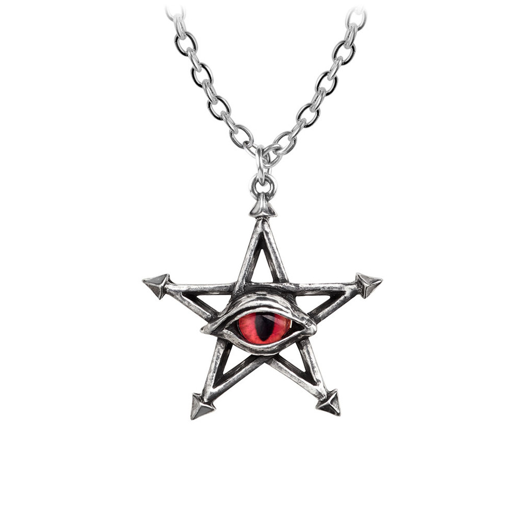 Pewter Pentagram Necklace / Demon Curse Necklace - Alchemy Gothic 1977