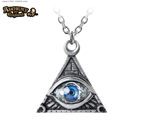 All Seeing Eye Necklace / Crystal Pewter Pendant by Alchemy Gothic 1977