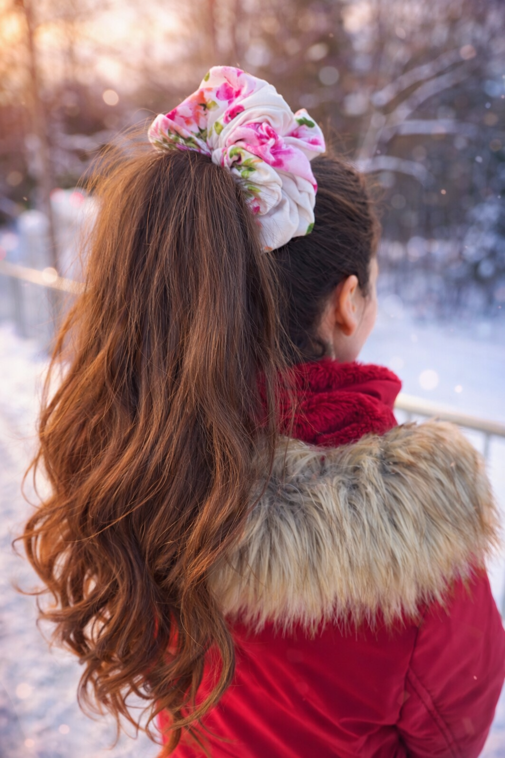 Floral Satin Scrunchie