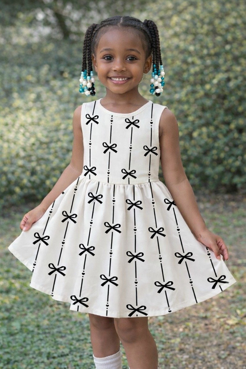 Robe Enfant Évasée à Noeuds