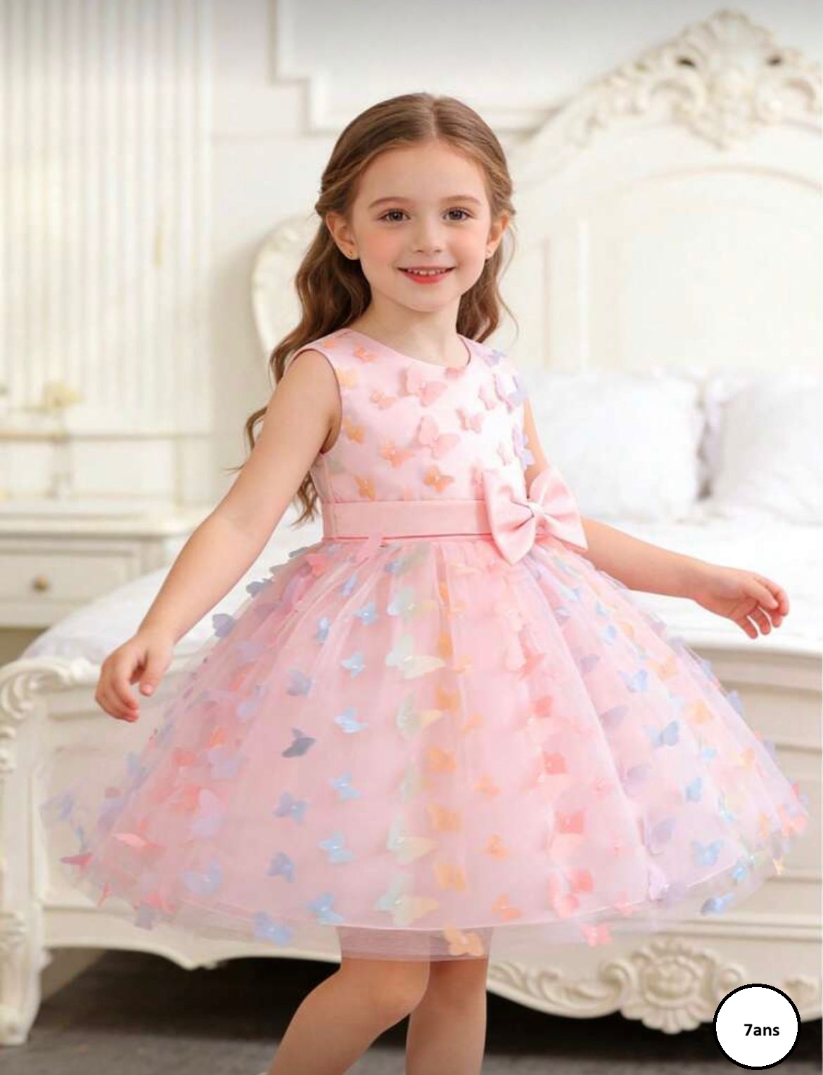 Robe papillons rose fillette