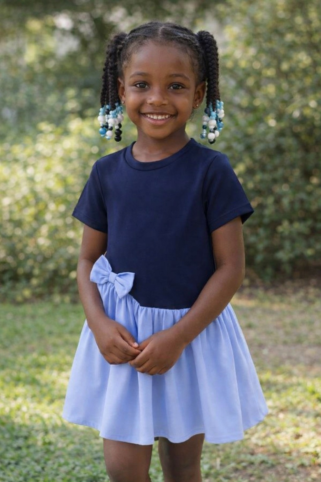 Robe enfant bleu marine et ciel