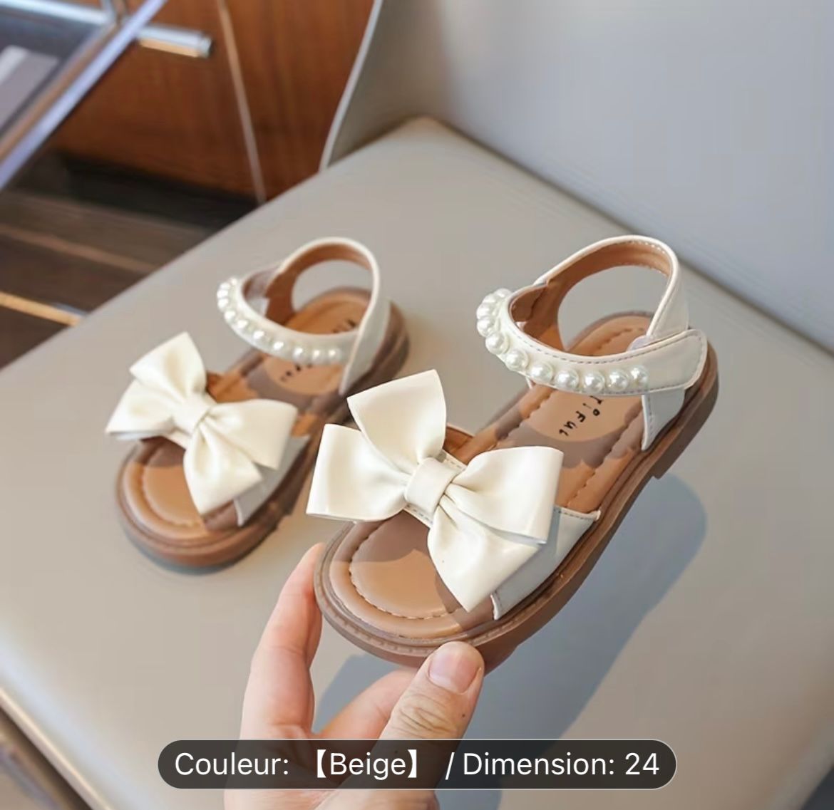 Sandales fille avec nœud et perles