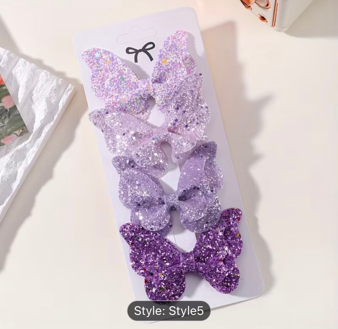 Barrettes Papillon Pailletées