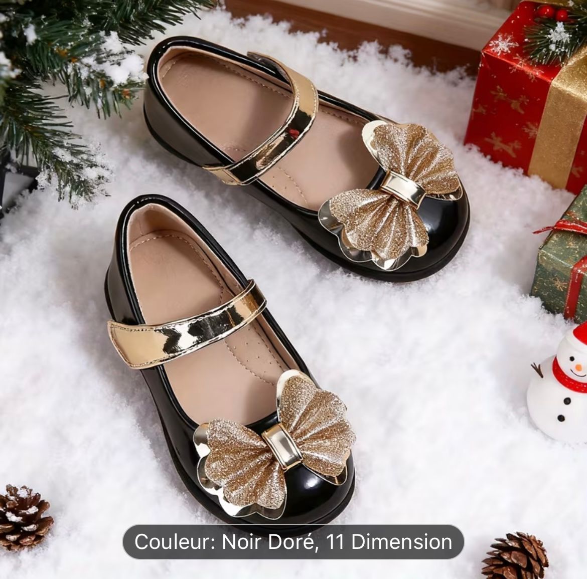 Ballerines Enfant Noir et Doré