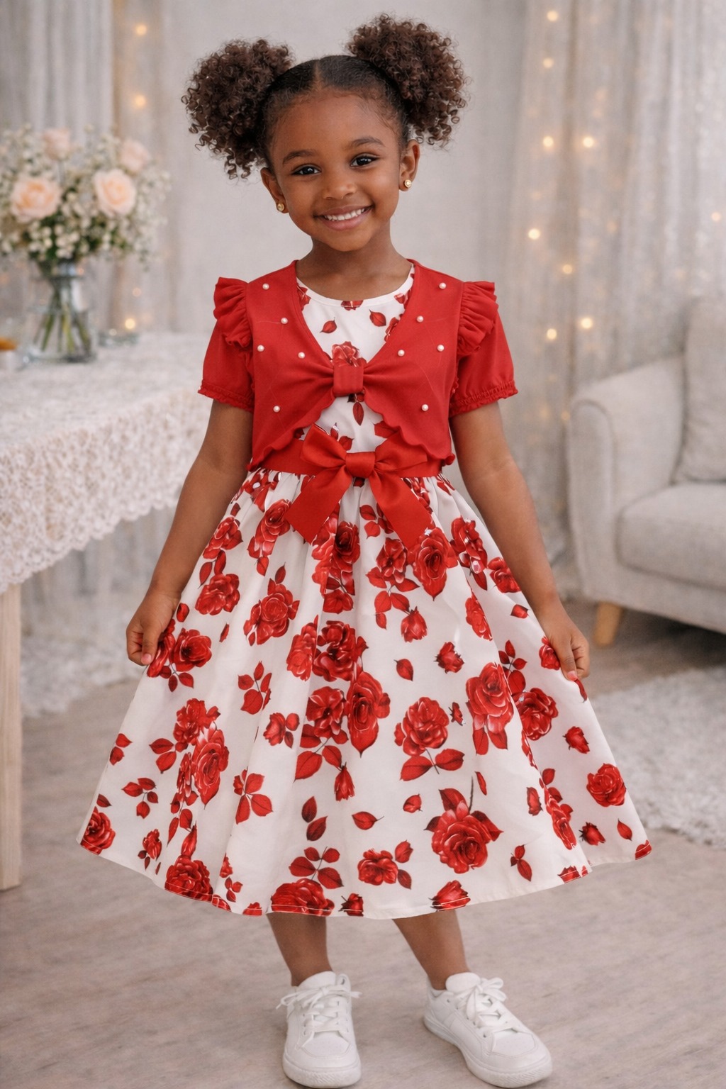 Robe fille imprimé roses