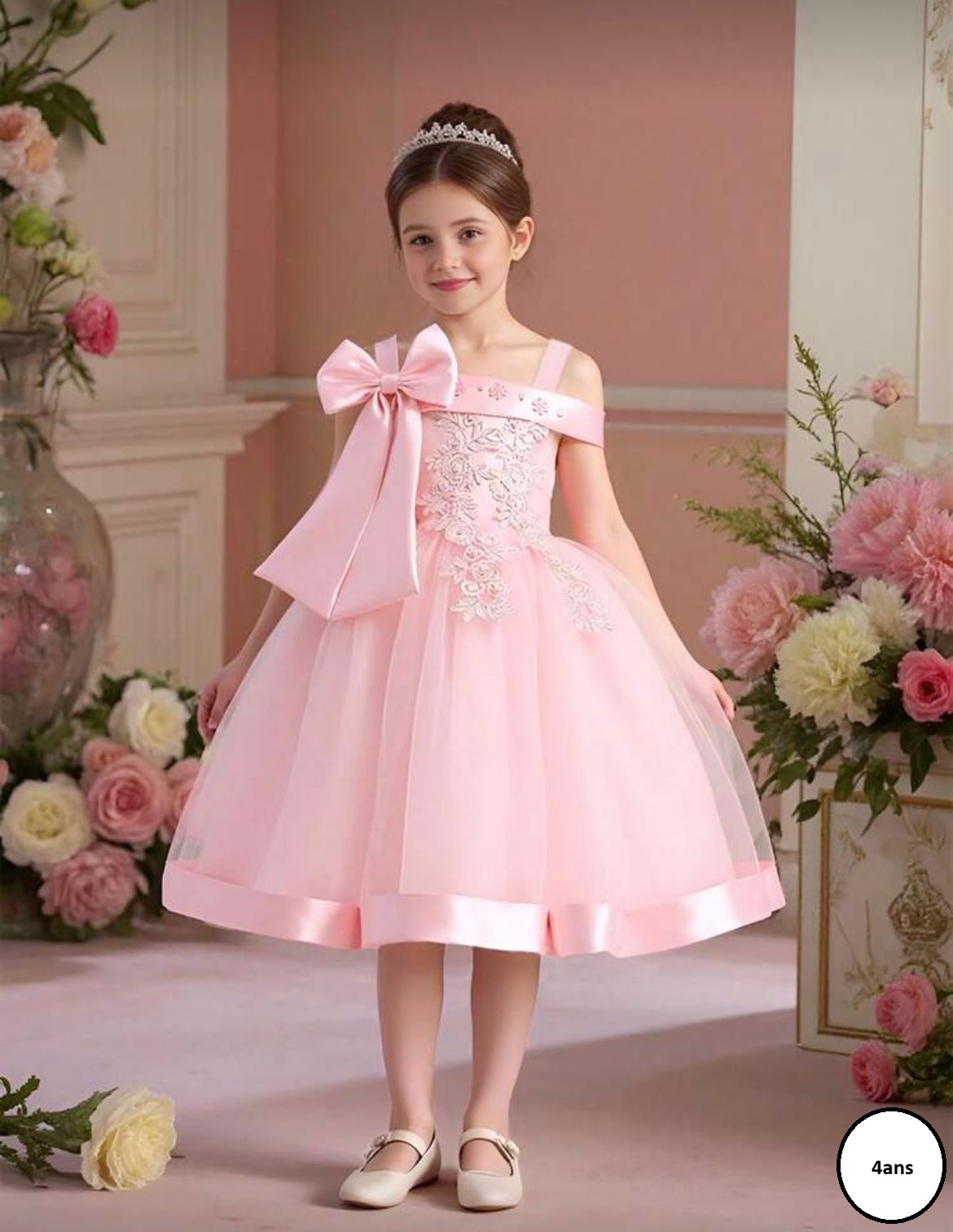 Robe de cérémonie rose pour fille