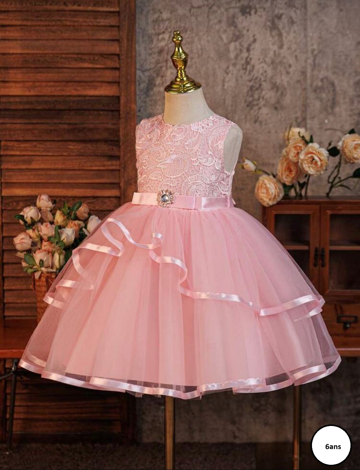Robe de cérémonie rose fillette
