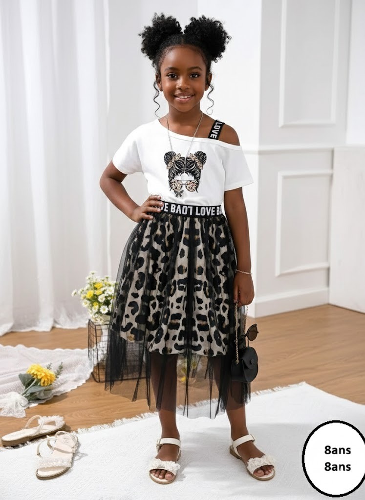 Ensemble robe léopard fille