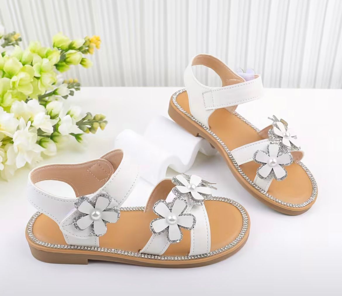 Sandales Fille Fleur Blanc