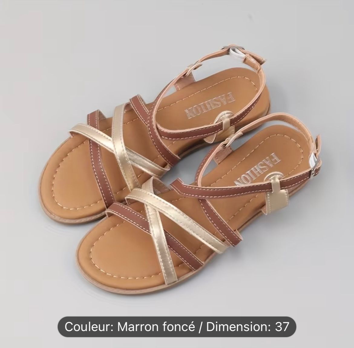 Sandales plates marron doré