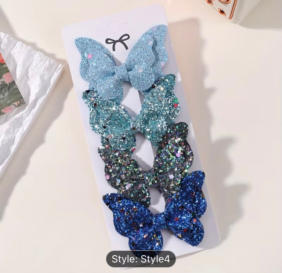 Barrettes Papillon Pailletées