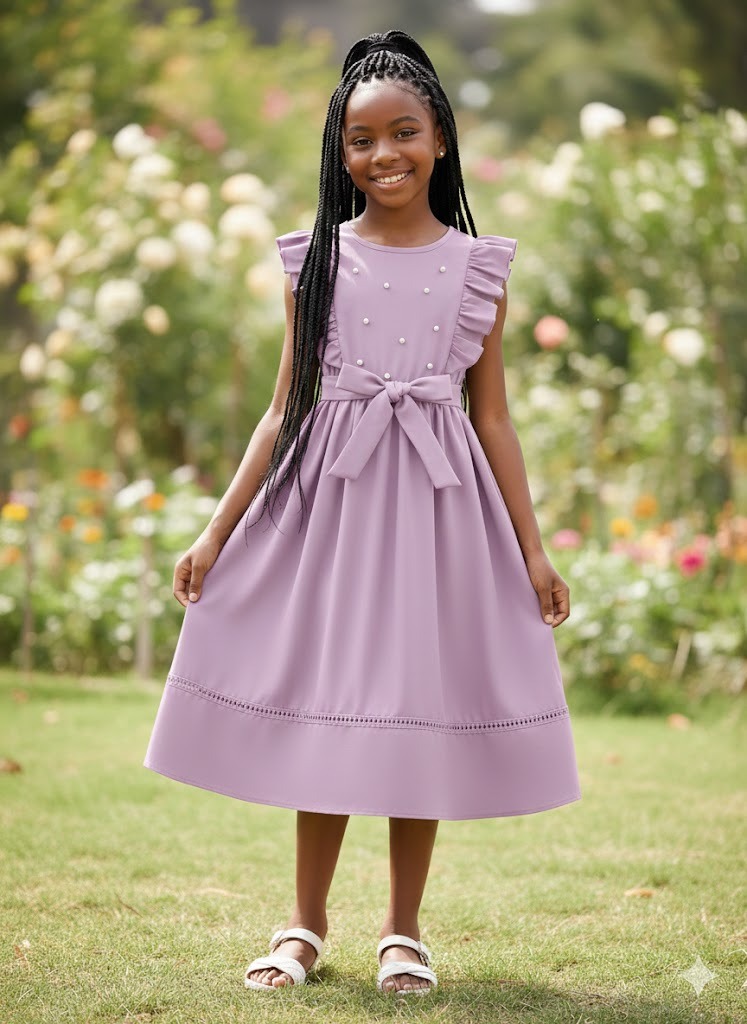 Robe de fille à volants lavande