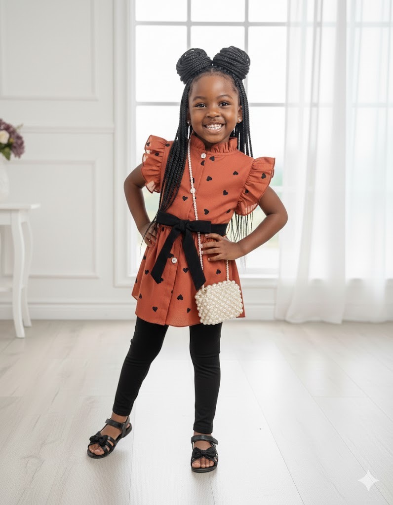 Robe enfant orange à pois